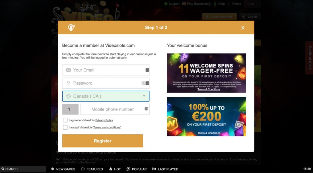 Videoslots-Casino-login