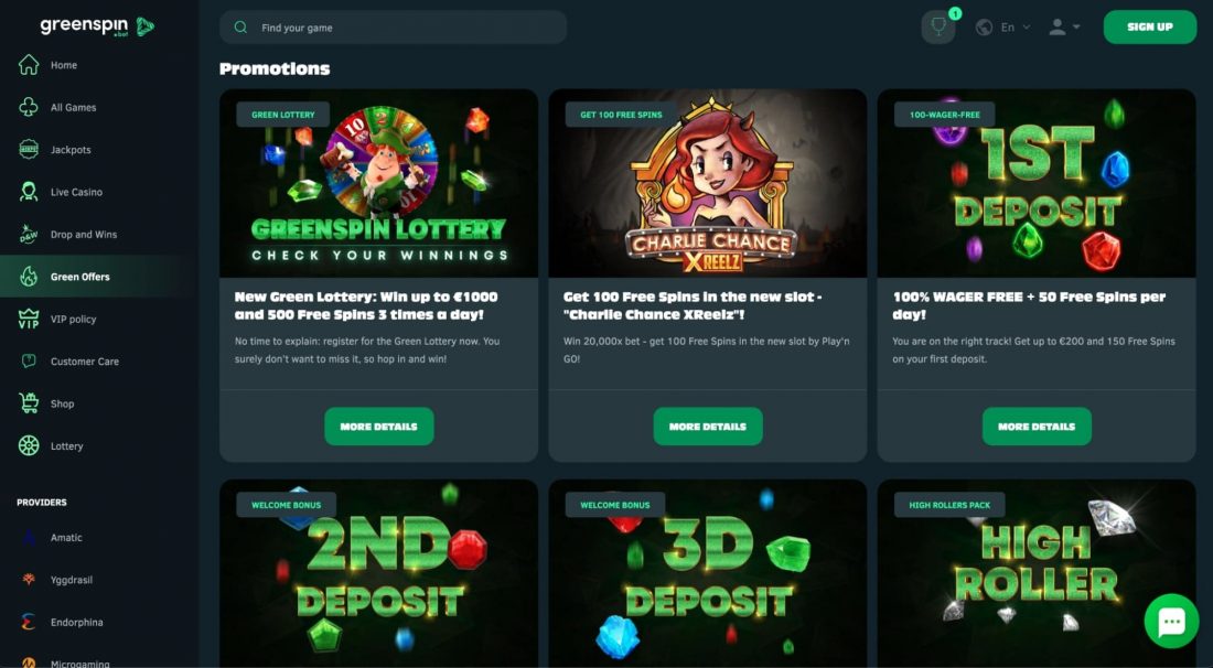 GreenSpin promotions
