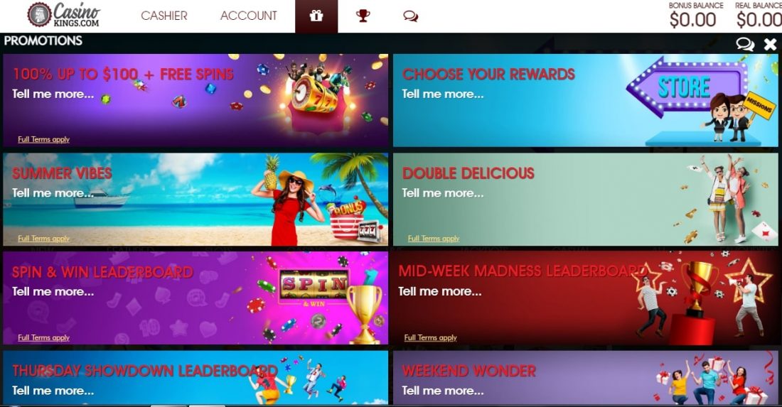Casino Kings Bonuses and Promotions