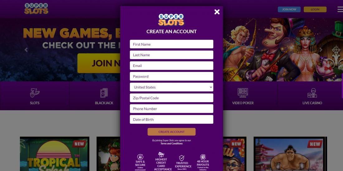 super-slots-login-process