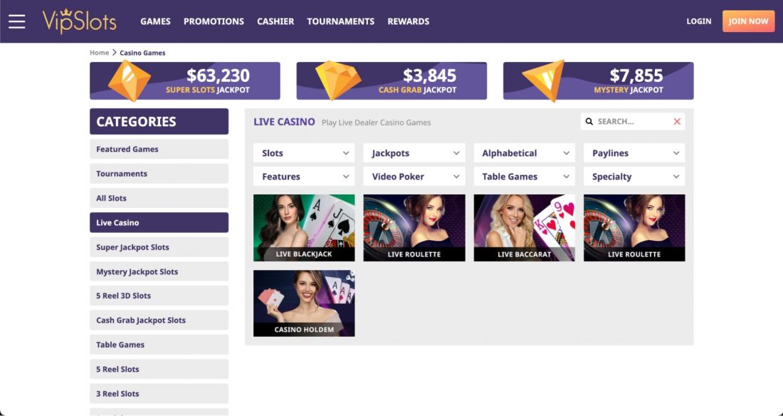 Vip slots live dealer