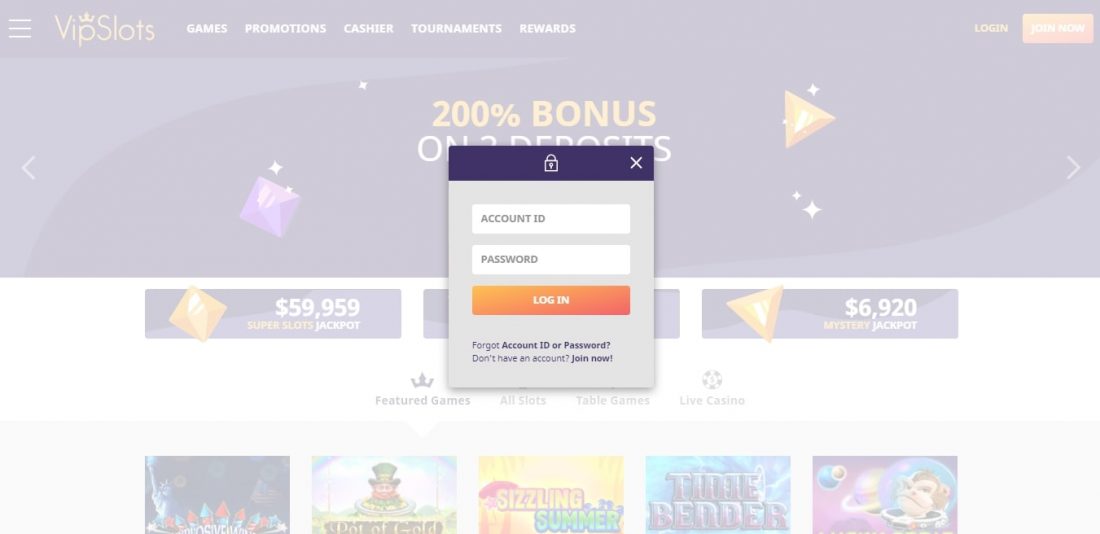 VipSlots Casino Login Process