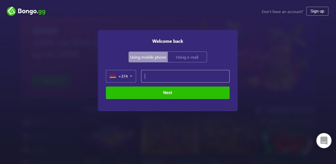 Bongo Casino Login Process