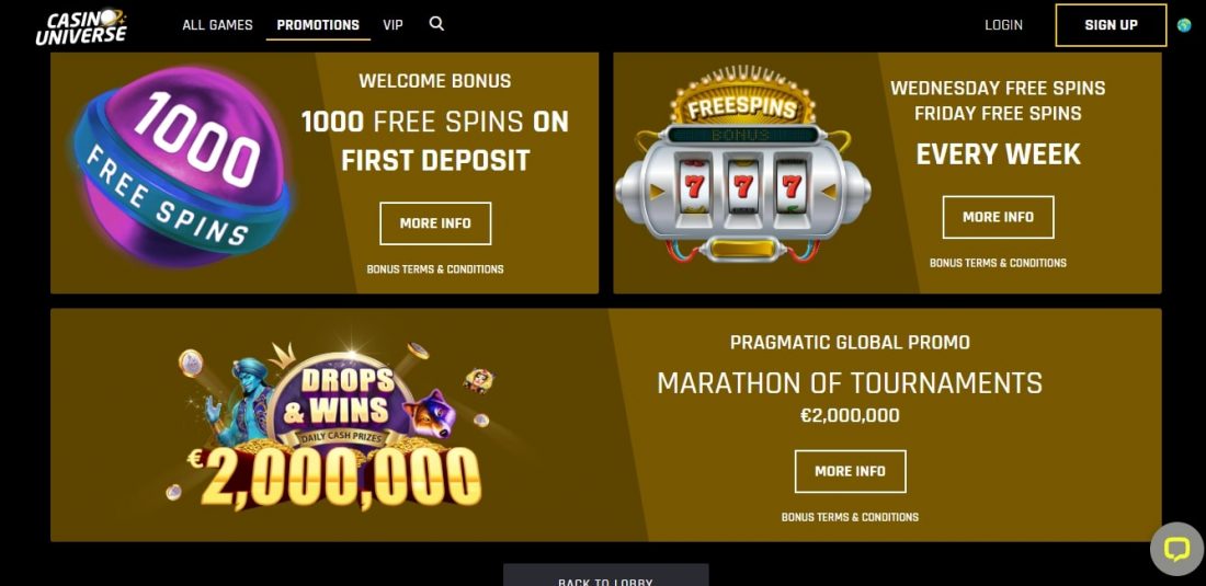 Casino Universe promotions