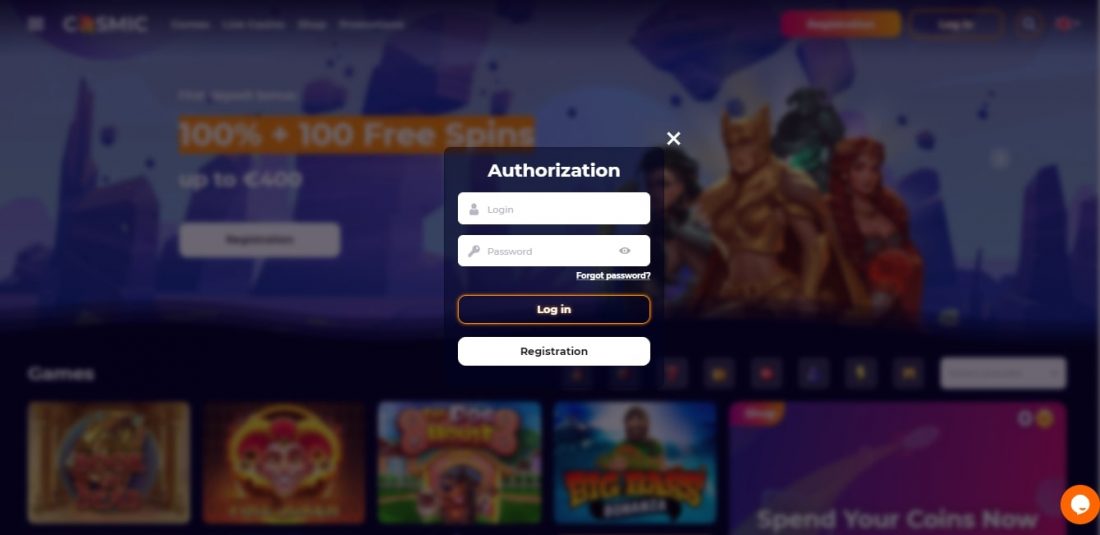 CosmicSlot Casino Login Process