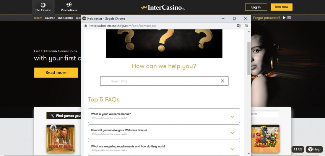 InterCasino Customer Support