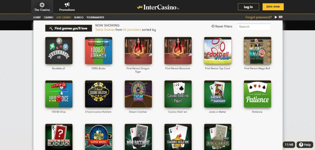 InterCasino Table Games