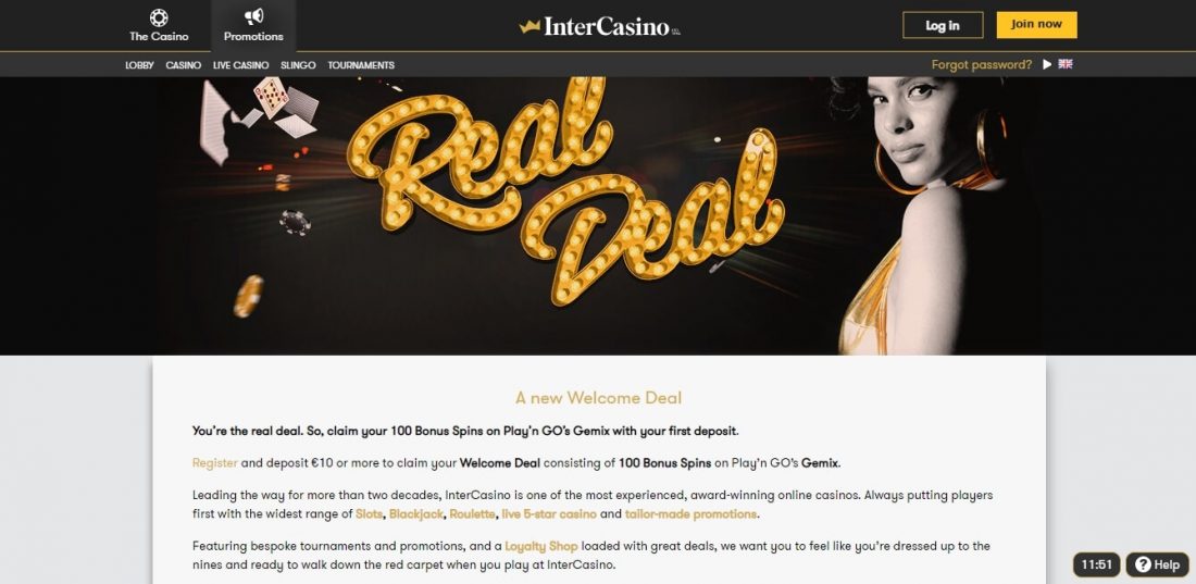 InterCasino Welcome Bonus