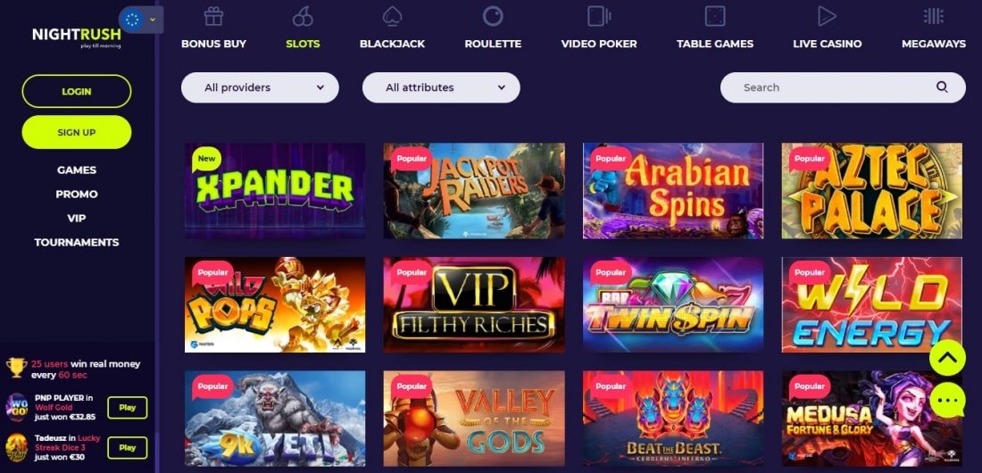 NightRush casino games