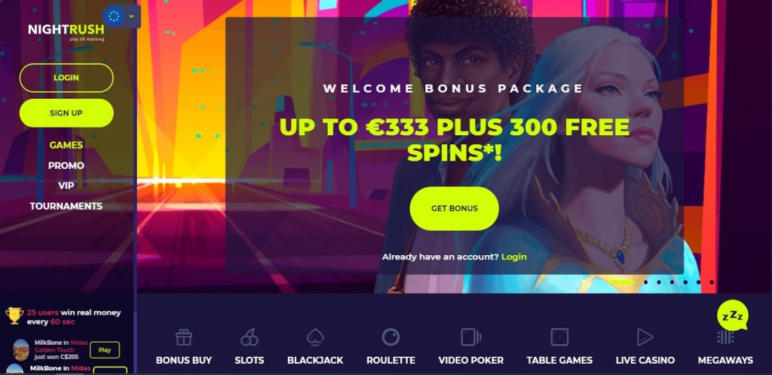 NightRush Casino Welcome Bonus