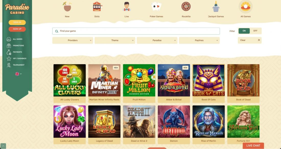 Paradise Casino Games