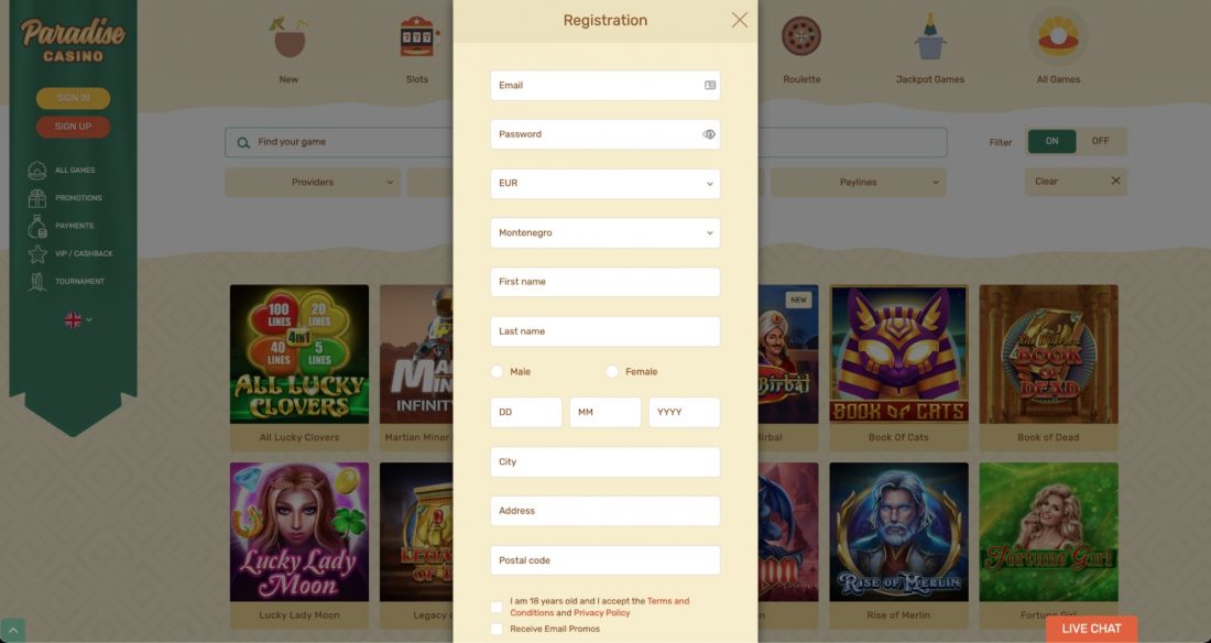 Paradise Login Process