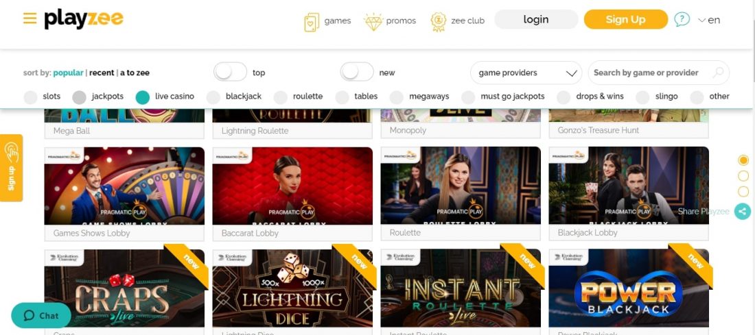 PlayZee Live Casino