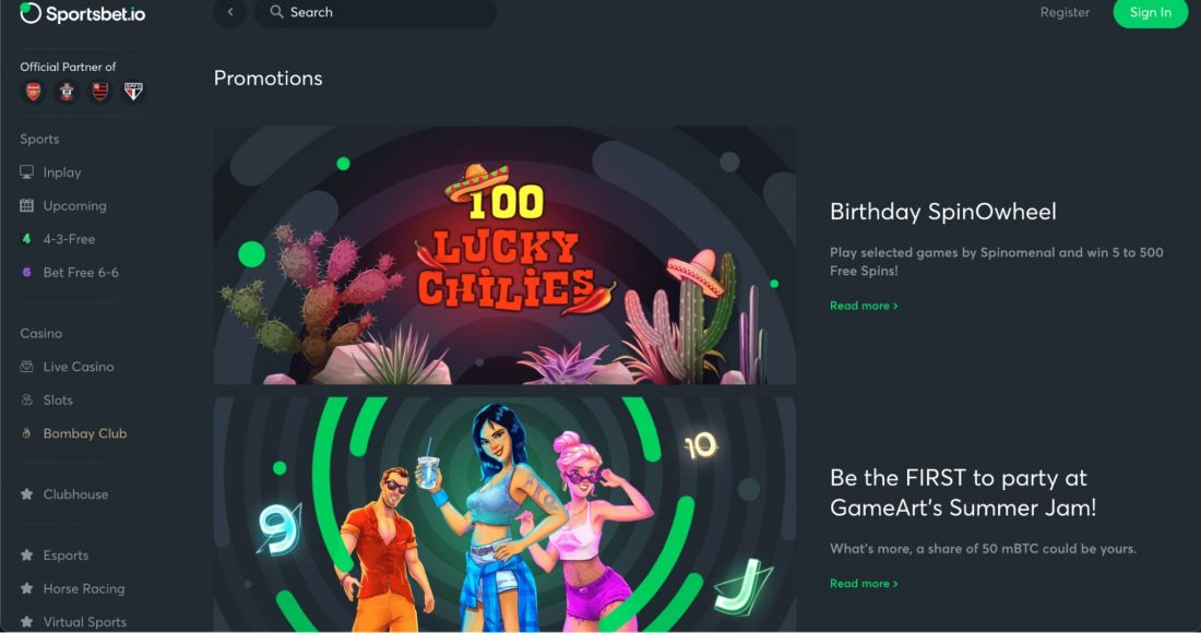 Sportsbet.io promotions