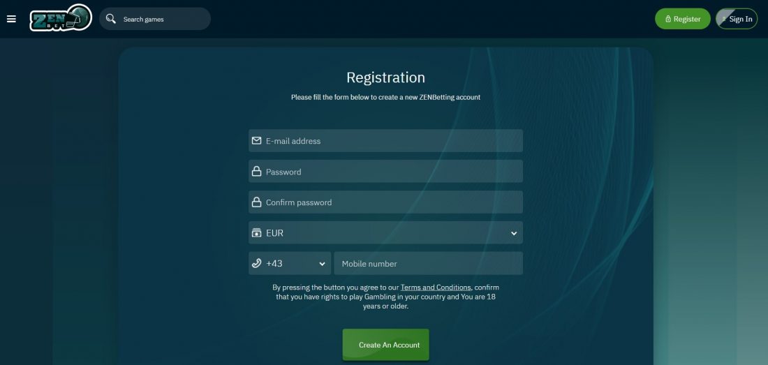 ZenBetting Casino Login