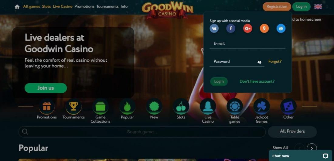 Goodwin Casino Login Process