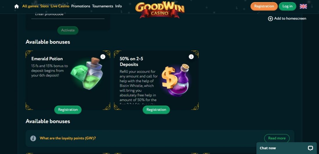 Goodwin casino promotions