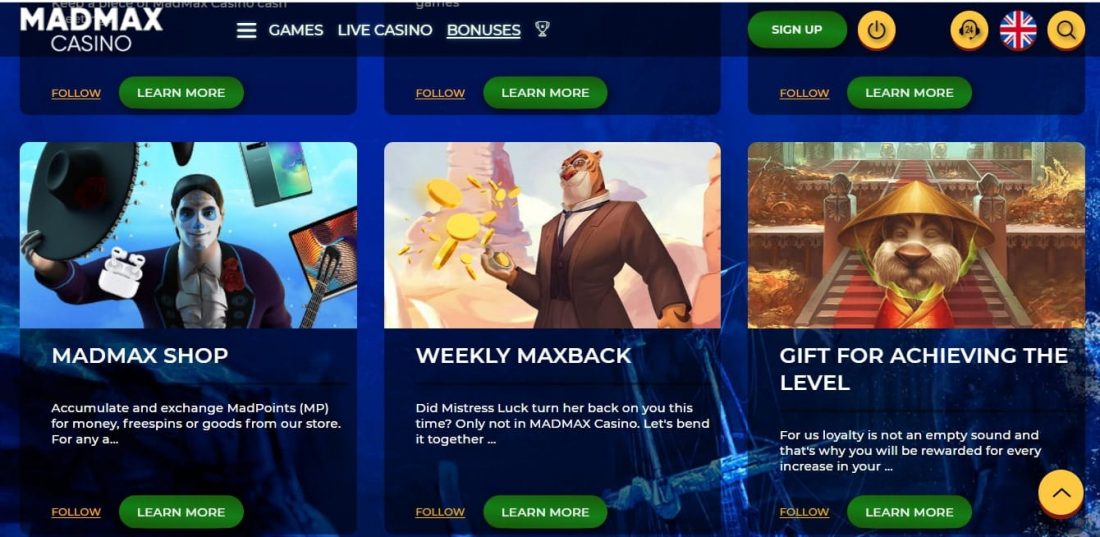 Madmax casino free spins