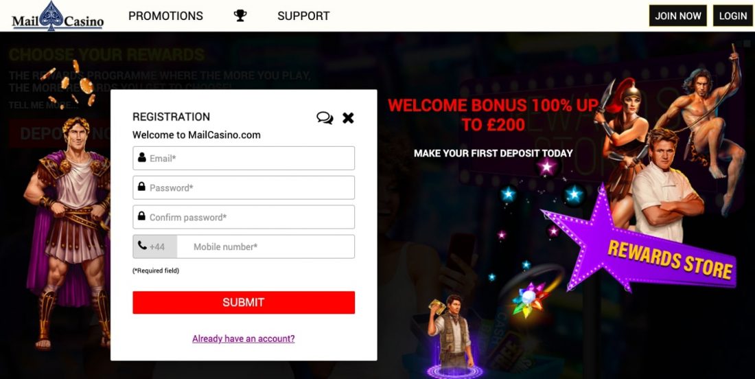 Mail Casino mobile