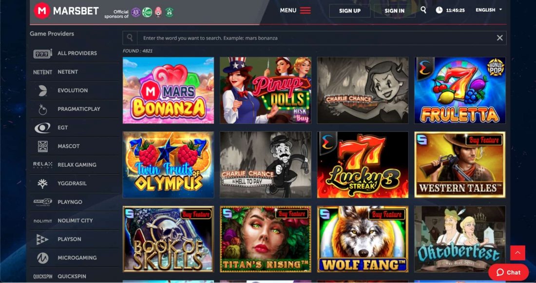 Marsbet Casino Games