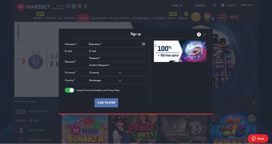 Marsbet Casino Login Process
