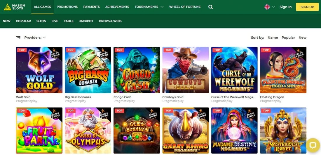 Mason Slots Games