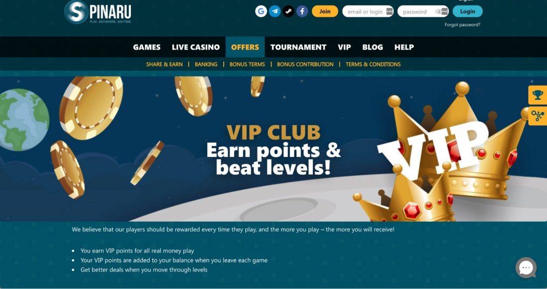 Spinaru Casino VIP Program