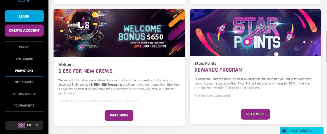 Universal Slots promotions