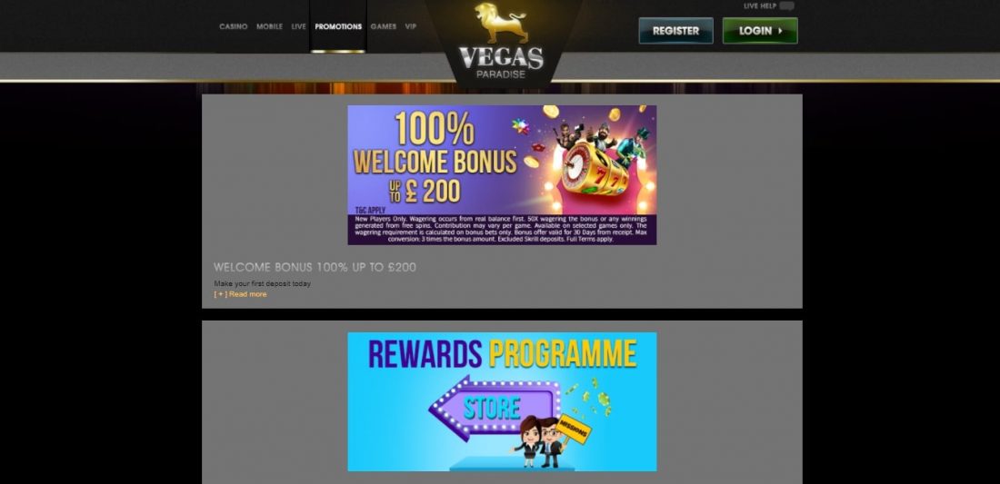 Vegas Paradise promotions