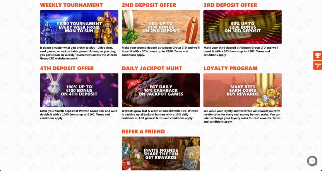 Winzon Casino Bonuses