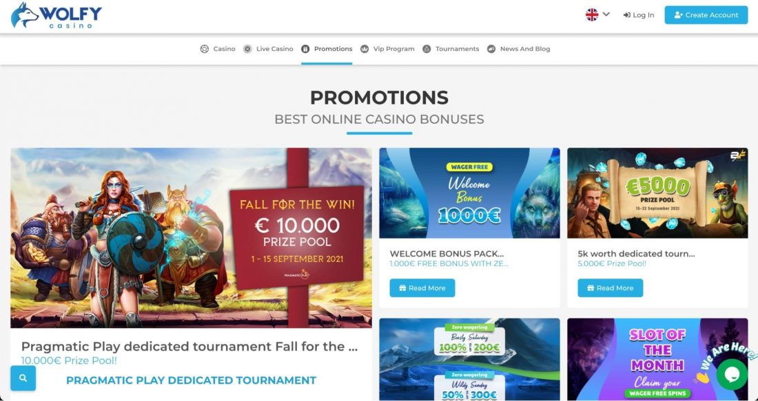 Wolfy Casino promotions