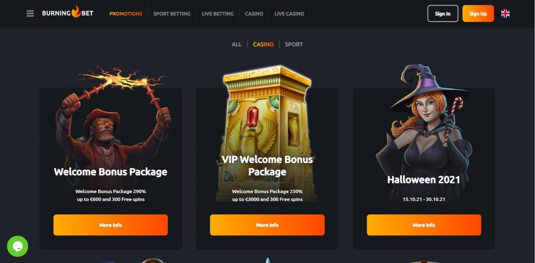 Burning Bet Casino Bonuses