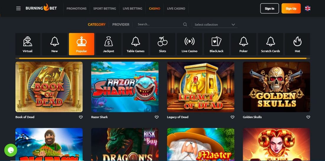 BurningBet Casino Games