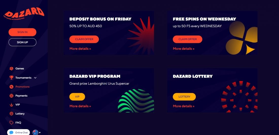 Dazard Casino Welcome Bonus