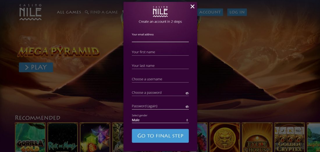 Nile Casino Login Process
