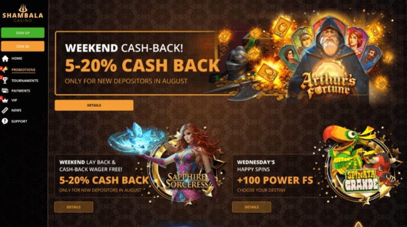Shambala Casino Bonuses