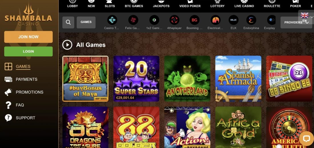Shambala Casino Games