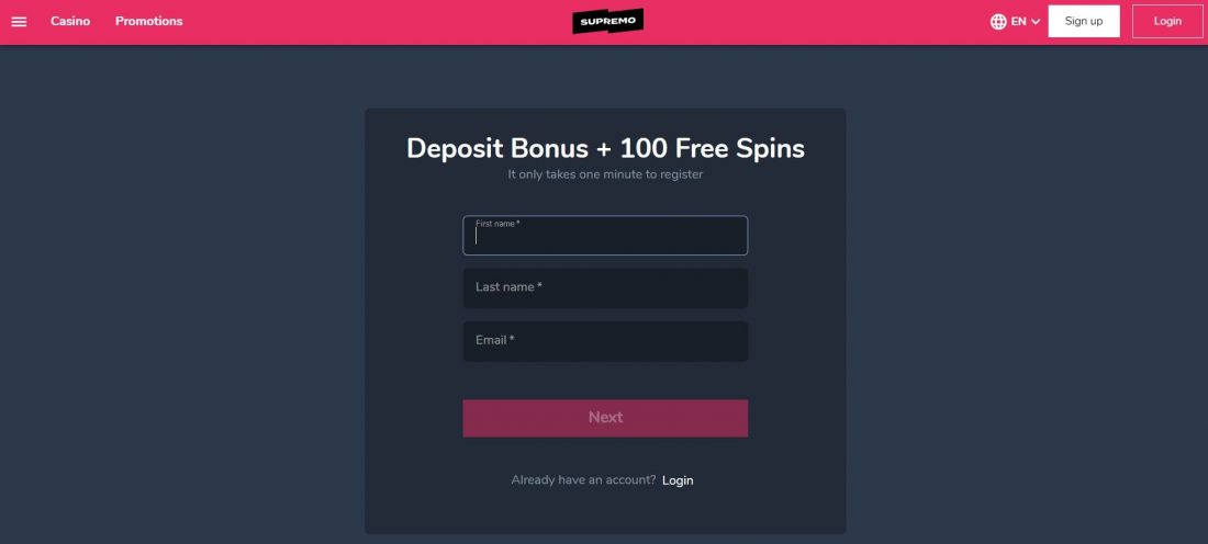 Supremo Casino Login Process
