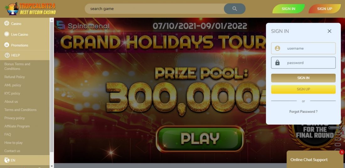 TropicalBit24 Login Process