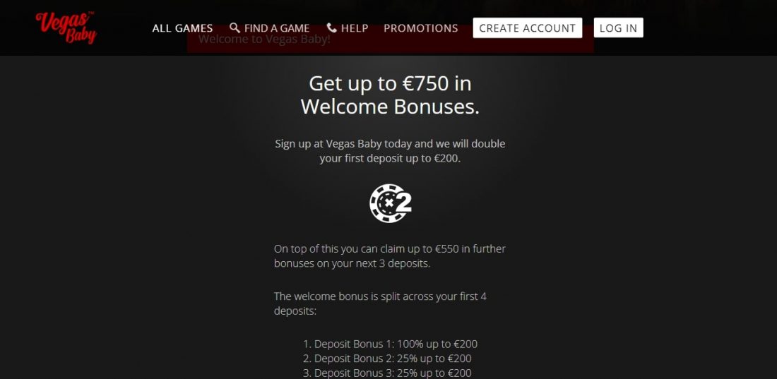 Vegas Baby Casino Welcome Bonus