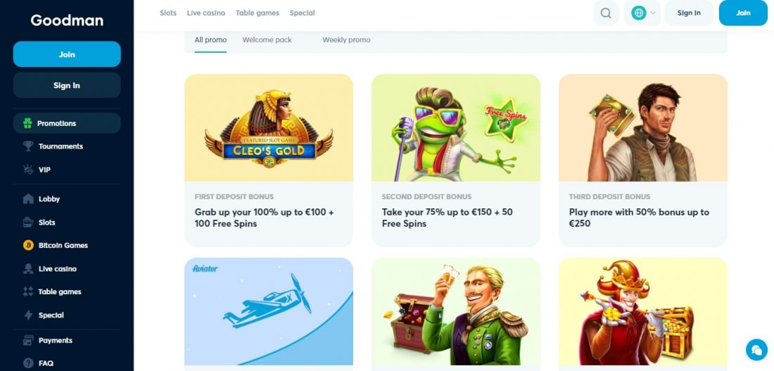 Goodman Casino Welcome Bonus