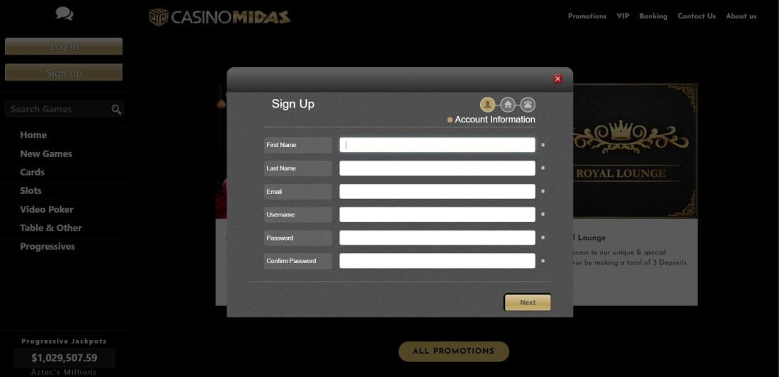 Midas Casino Login Process