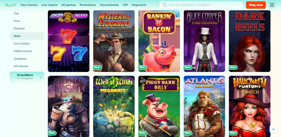 Neon54 Casino Games