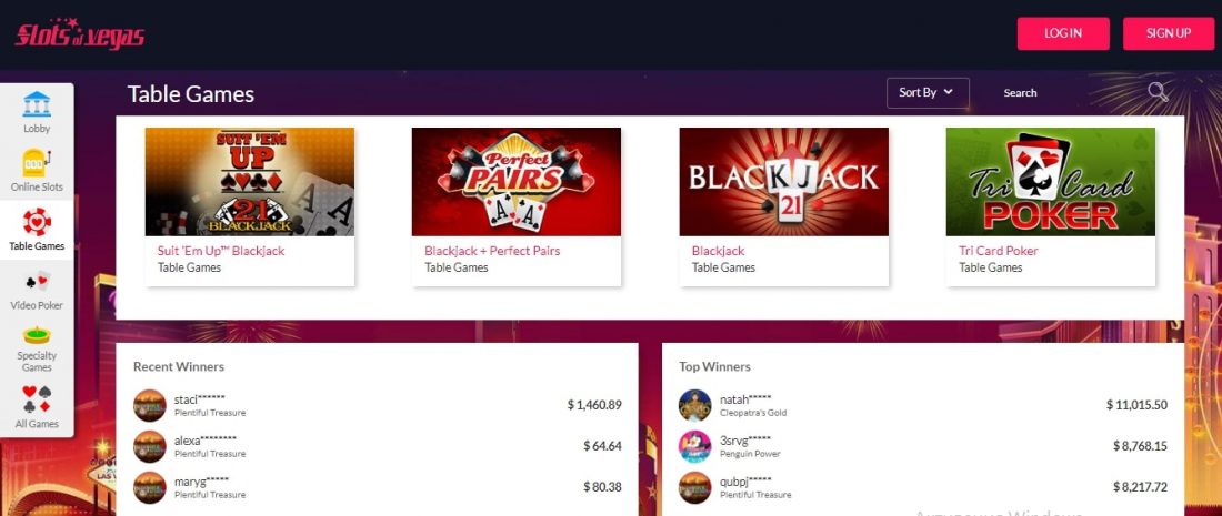 Slots of Vegas Table Games