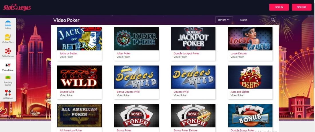 Slots of Vegas Video Poker