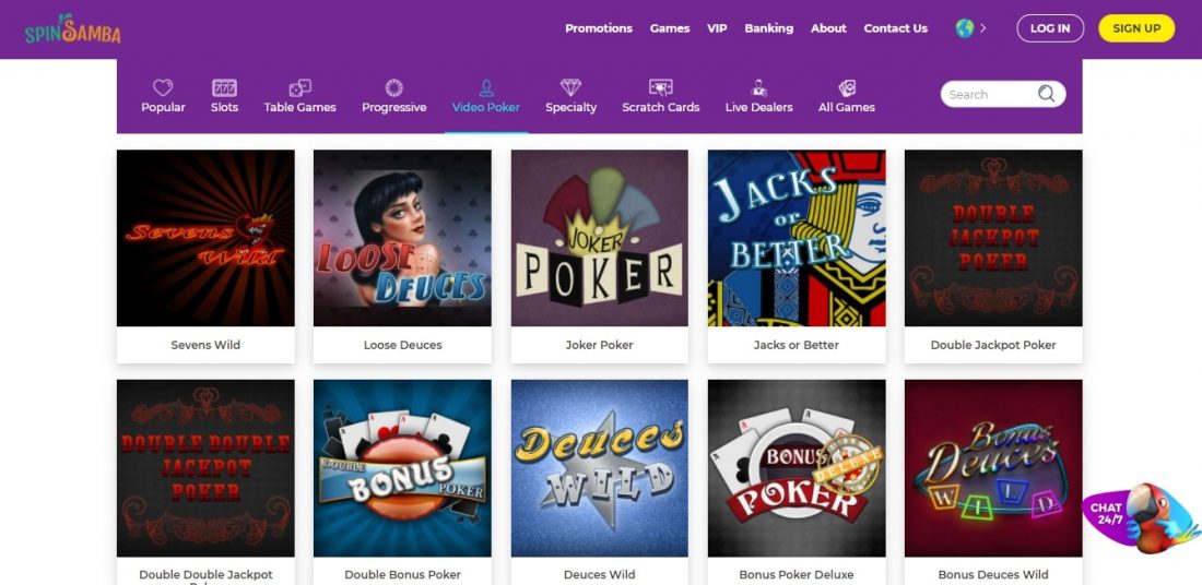 Spin Samba Casino Video Poker