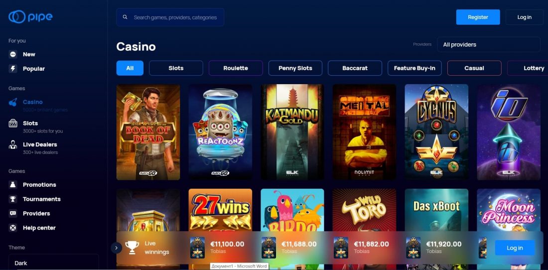 Pipe Casino mobile