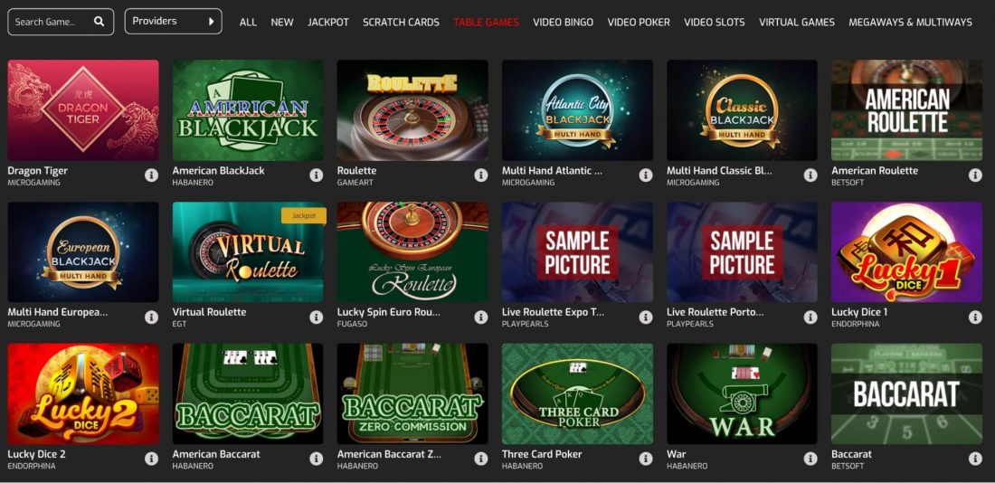 Profistarz Casino Table Games