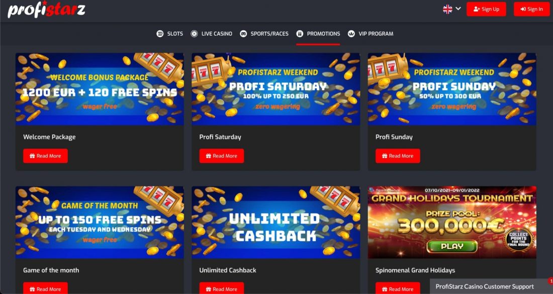Profistarz Casino Welcome Bonus