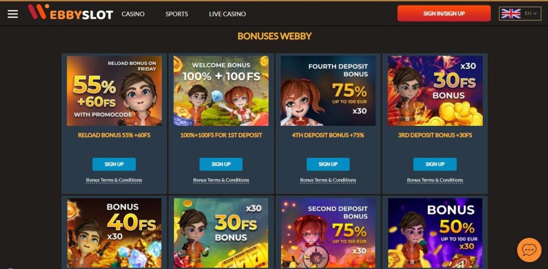 Webby Slot promotions